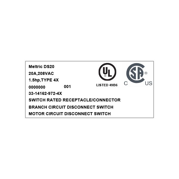 Meltric 33-14162-972-4X RECEPTACLE TYPE 4X WATERTIGHTNESS - 33-14162-972-4X