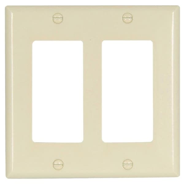 Eaton Wiring Devices Wallplate, 412 in L, 456 in W, 2 Gang, Thermoset, Light Almond, HighGloss - 2152LA-BOX