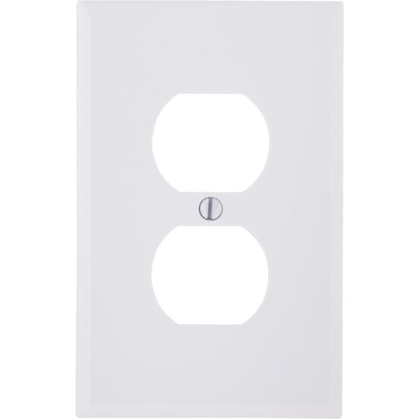Leviton Mid-Way 1-Gang Smooth Plastic Outlet Wall Plate, White - 021-80503-00W