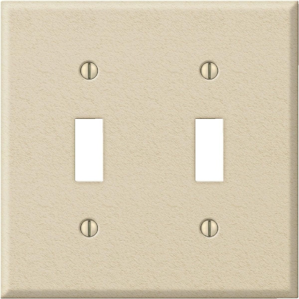 Amerelle PRO 2-Gang Stamped Steel Toggle Switch Wall Plate, Ivory Wrinkle - C982TTIV
