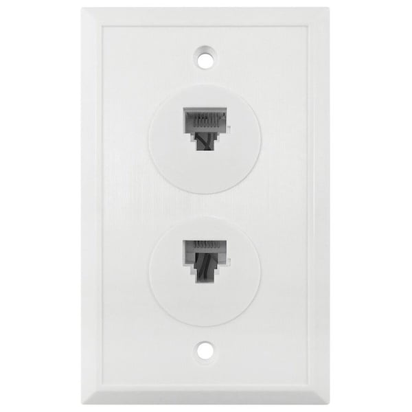 Amerelle Dual Ethernet Wallplate, White, Flush Mounting - VW6E6EW