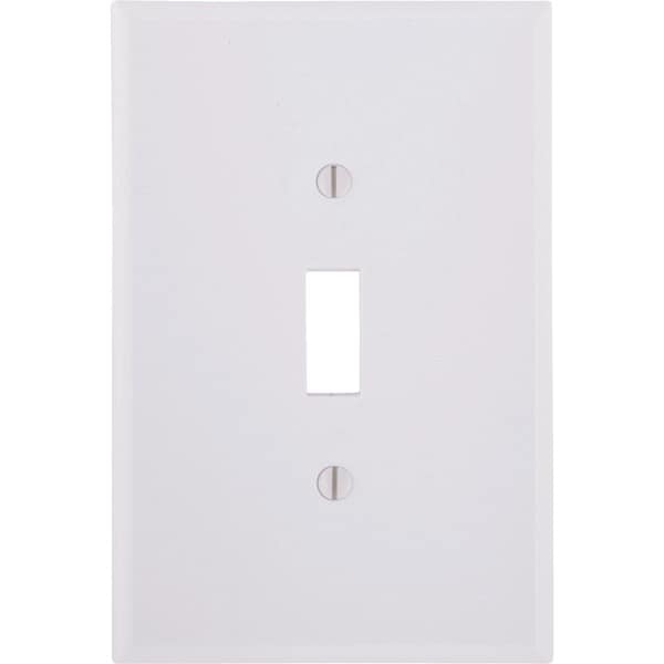 Leviton 1-Gang Plastic Oversized Toggle Switch Wall Plate, White - 001-88101