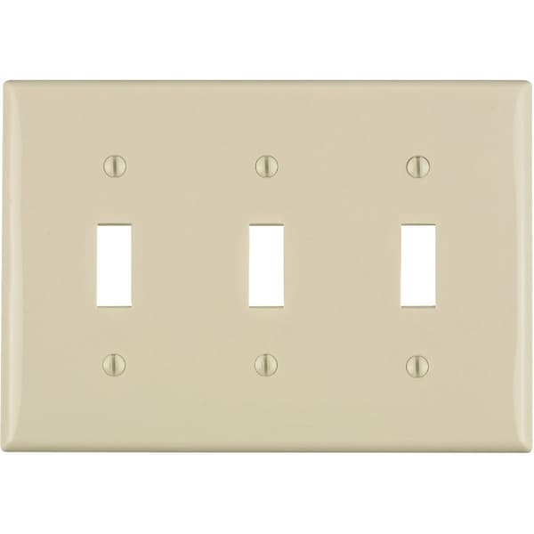 Leviton 3-Gang Thermoplastic Nylon Toggle Switch Wall Plate, Light Almond - 011-80711-00T