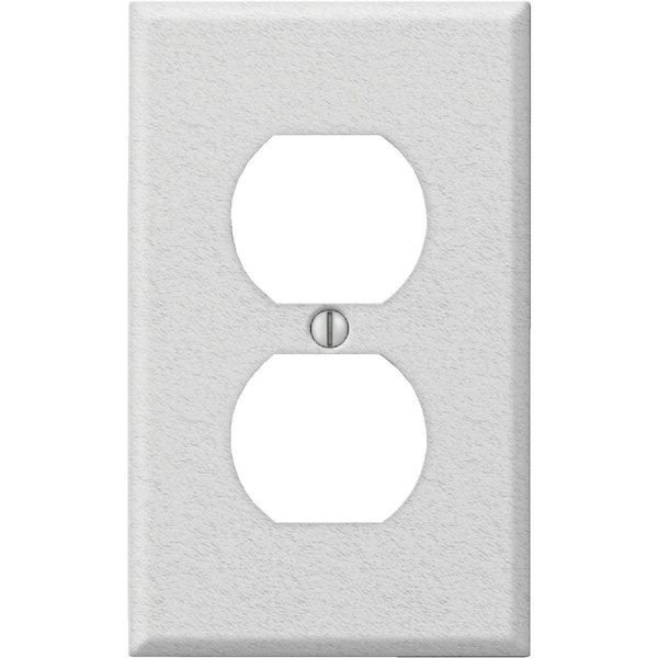 Amerelle PRO 1-Gang Stamped Steel Outlet Wall Plate, White Wrinkle - C982DW