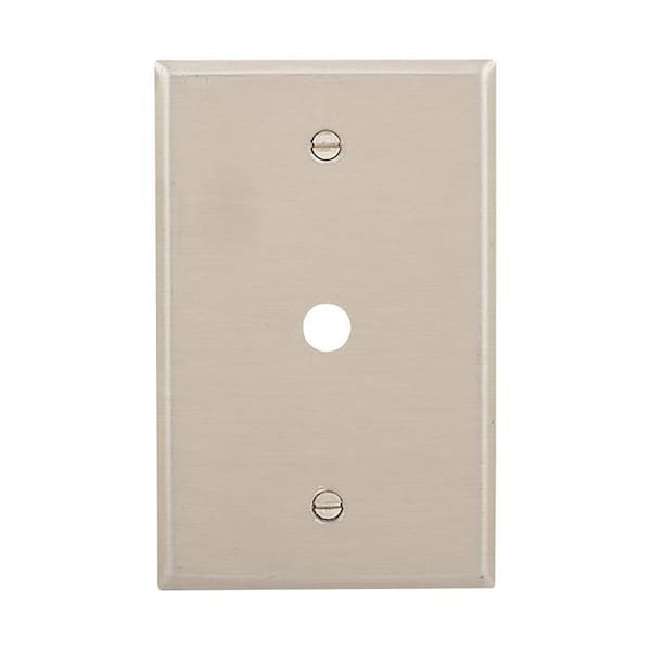 Eaton Wiring Devices Eaton Telephone and Coaxial Wallplate, 4.87 in L, 3.12 in W, 1-Gang, Stainless Steel, Stainless - 93996-BOX