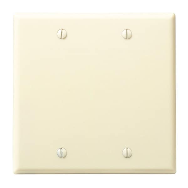 Leviton 2-Gang Standard Thermoset Blank Wall Plate, Ivory - 001-86025