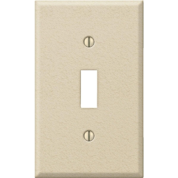 Amerelle PRO 1-Gang Stamped Steel Toggle Switch Wall Plate, Ivory Wrinkle - C982TIV