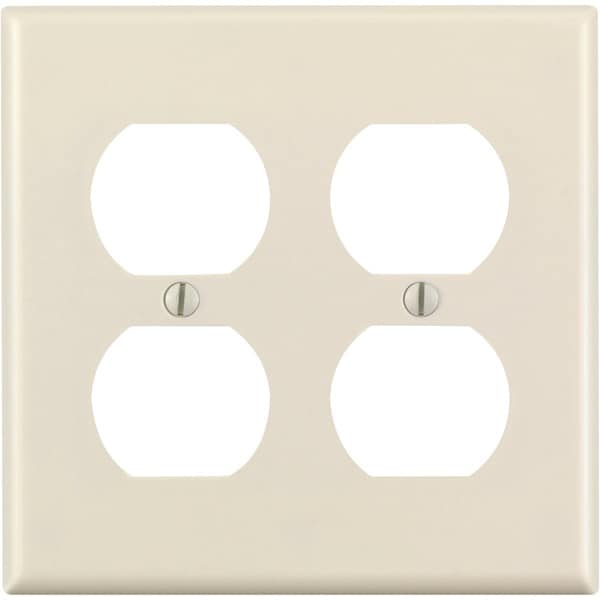 Leviton 2-Gang Smooth Plastic Outlet Wall Plate, Light Almond - 000-78016