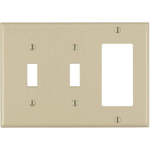 Leviton Decora 3-Gang Thermoset 2-Toggle/Rocker Wall Plate, Ivory - 001-80421-00I