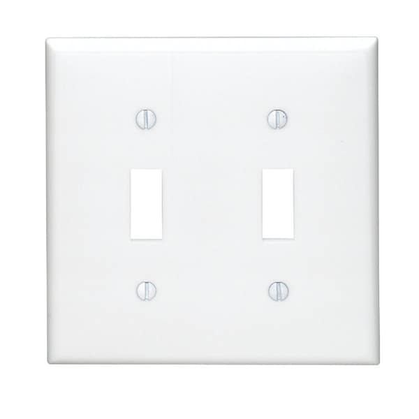 Leviton 2-Gang Thermoplastic Nylon Toggle Switch Wall Plate, White - 002-80709-00W
