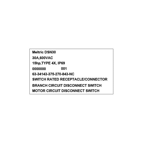 Meltric 63-34143-375-270-843-NC RECEPTACLE MUSHROOM PAWL AUXILIARY SWITCH PADL - 63-34143-375-270-843-NC