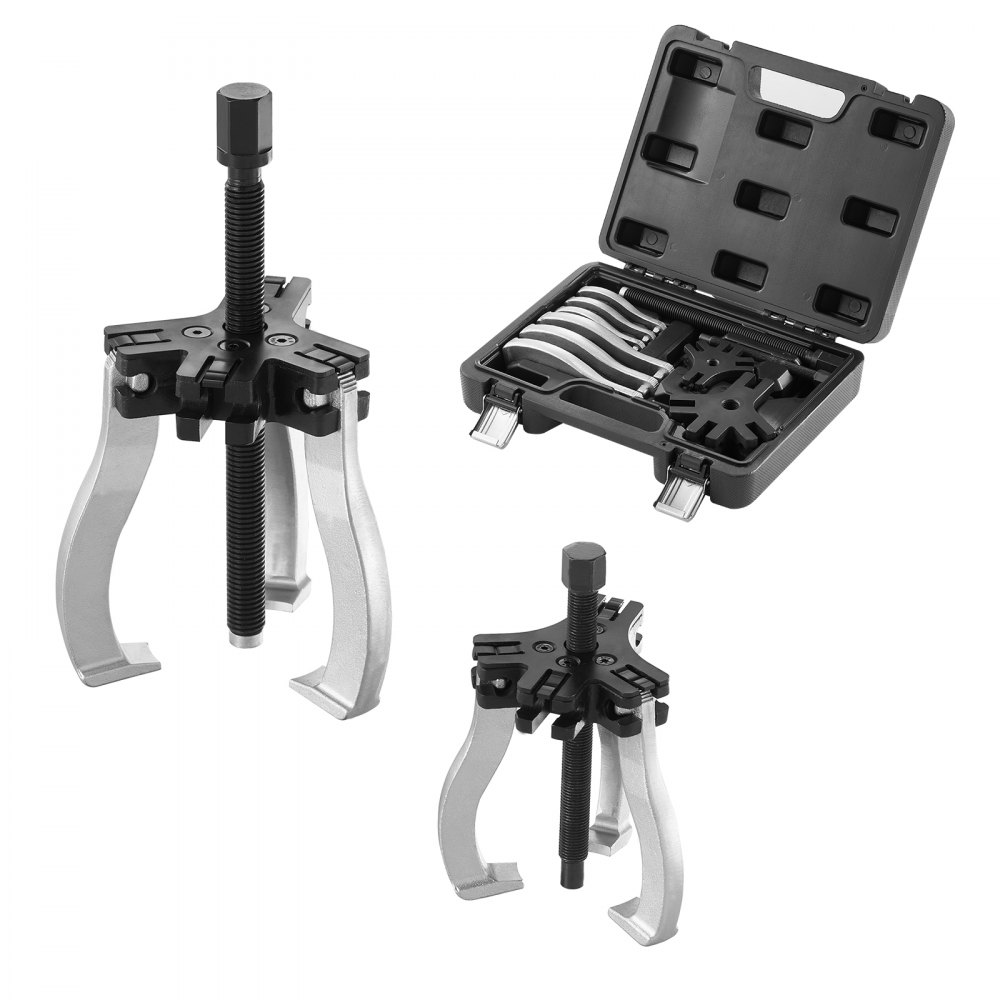 VEVOR Gear Puller Set, 3" and 7" Puller Kit, 3 Jaw Gear Bearing Flywheel Pulley Removal Tool, 2 or 3 Reversible Jaws Wheel Puller, Vertically and Horizontally, External and Internal, 2-Piece - ZSLMJ237INCH3C9JFV0