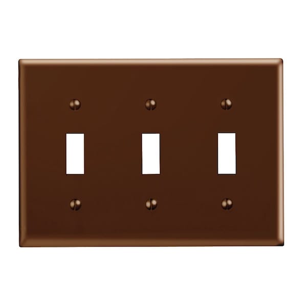 Leviton 3-Gang Plastic Toggle Switch Wall Plate, Brown - 001-85011