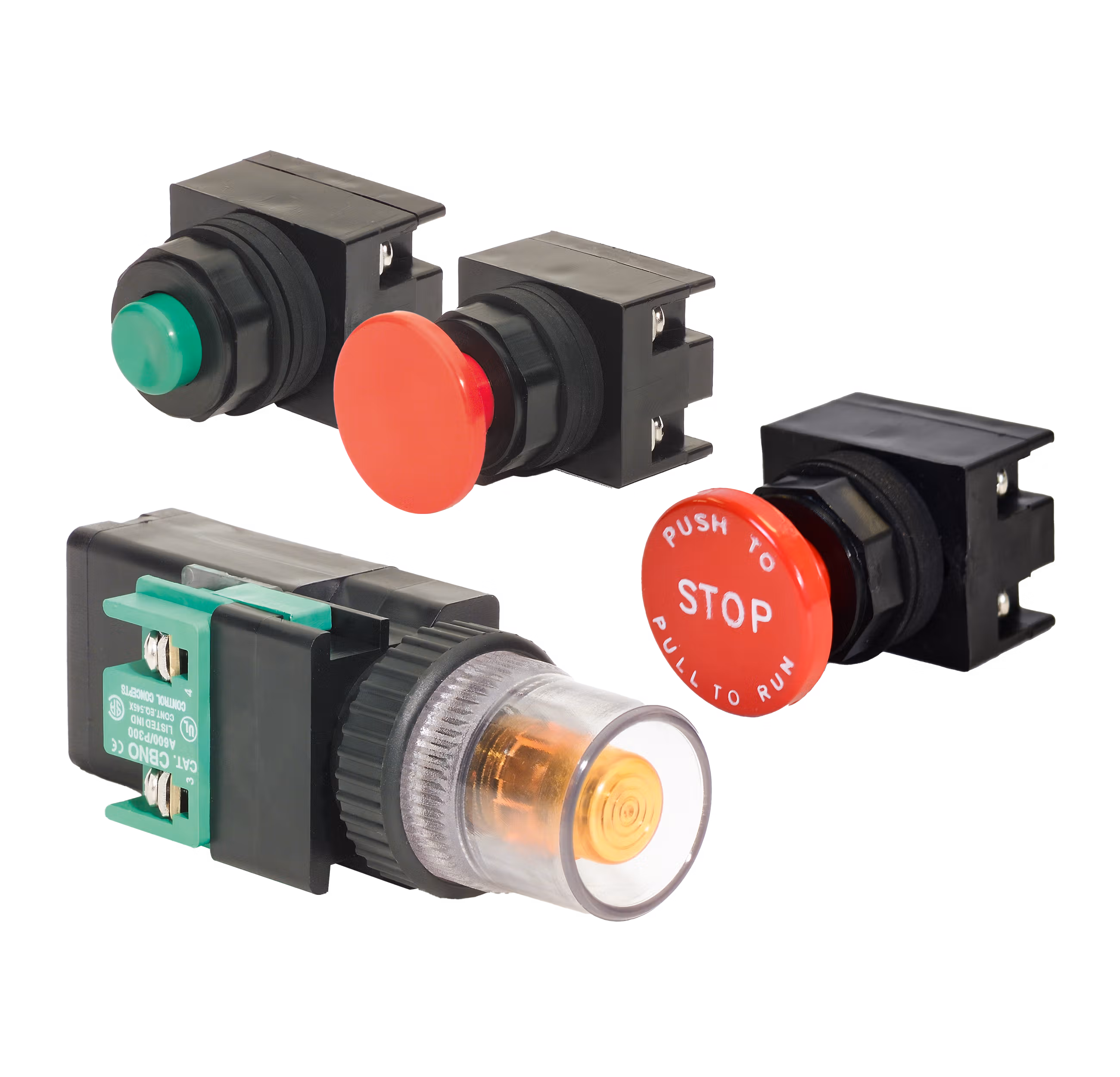 C3Controls 22mm NEMA Mom. Illum. Pushbutton, Full Voltage, 12V AC/DC, LED Red, Aluminum Clamp Ring, Extended Lens, Red Lens, NC - 22IPBF12LR-MIXCRD-NC