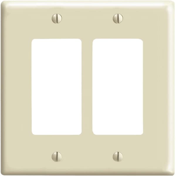 Leviton Mid-Way 2-Gang Smooth Plastic Rocker Decorator Wall Plate, Ivory - 001-80609-00I