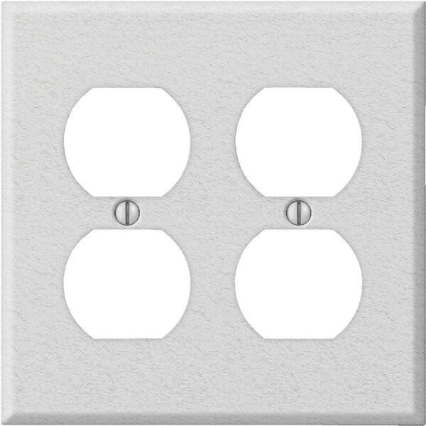 Amerelle PRO 2-Gang Stamped Steel Outlet Wall Plate, White Wrinkle - C982DDW