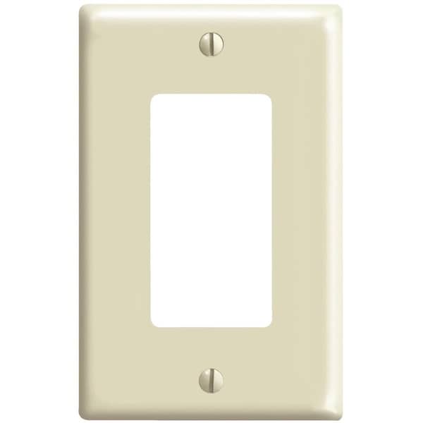 Leviton Mid-Way 1-Gang Smooth Plastic Rocker Decorator Wall Plate, Ivory - 020-80601-00I