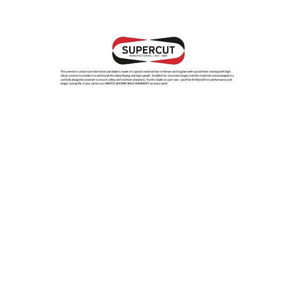 Supercut Bandsaw Blade, 70 L, 0.1875 W, 14 TPI, Carbon Steel, 0.025 Thick - 382020
