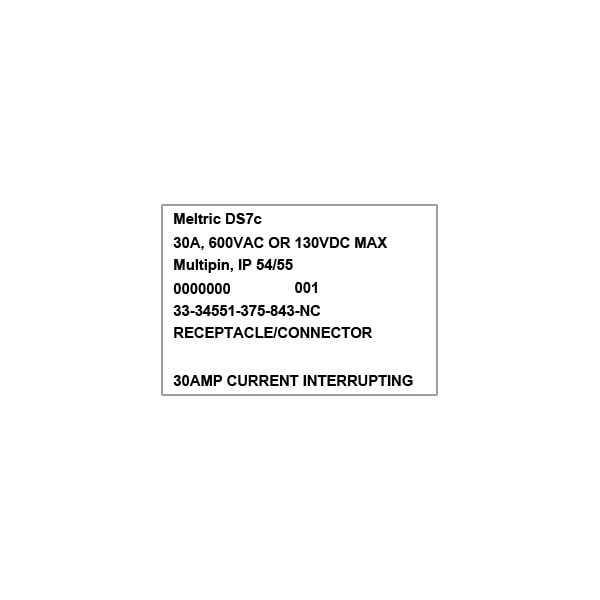 Meltric 33-34551-375-843-NC RECEPTACLE PADLOCKABLE MUSHROOM PAWL NORMALLY CLOS - 33-34551-375-843-NC