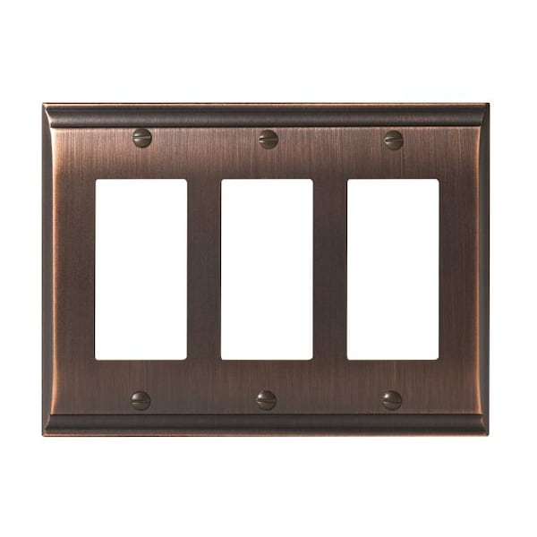 Amerock 3 Rocker Wall Plates, Number of Gangs: 3 Zinc, Oil Rubbed Bronze Finish - BP36506ORB