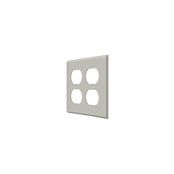 Deltana Quadruple Outlet Switch Plate, Number of Gangs: 2 Solid Brass, Brushed Nickel Finish - SWP4771U15