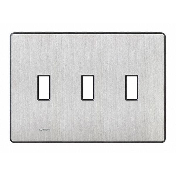 Lutron Traditional Fassada Wall Plates, Number of Gangs: 3 Satin Finish, Stainless Steel - FW-3-SS