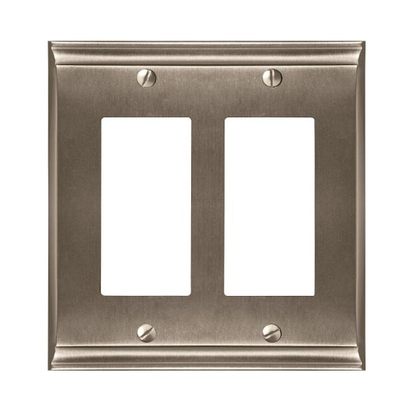 Amerock Candler 2 Rocker Wall Plates, Number of Gangs: 2 Zinc, Satin Nickel Finish - BP36505G10