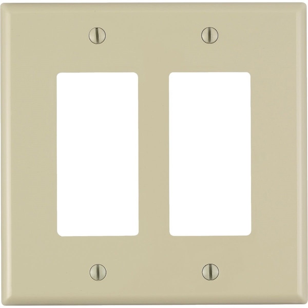 Leviton Decora 2-Gang Plastic Oversized Rocker Decorator Wall Plate, White - 001-88602-00W