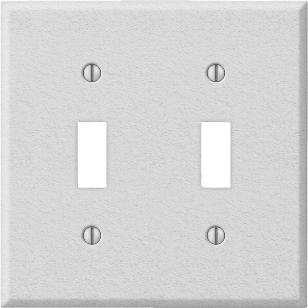 Amerelle PRO 2-Gang Stamped Steel Toggle Switch Wall Plate, White Wrinkle - C982TTW