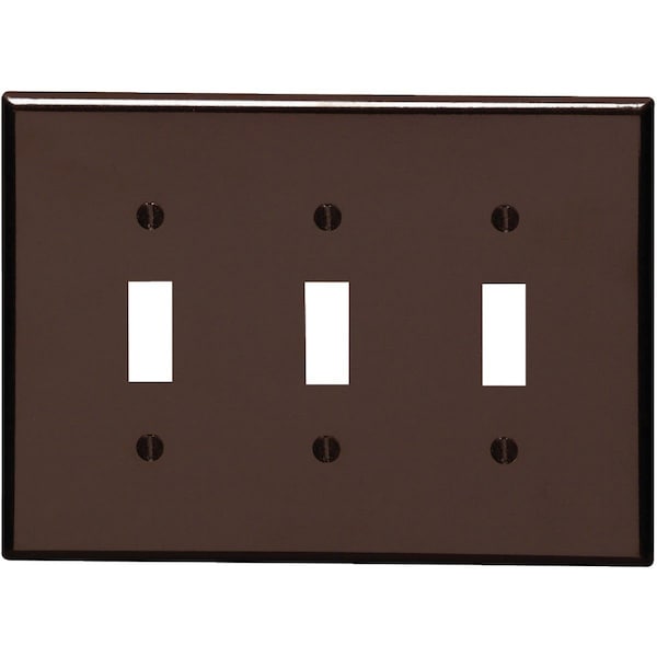 Leviton 3-Gang Smooth Plastic Mid-Way Toggle Switch Wall Plate, Brown - 002-80511-000