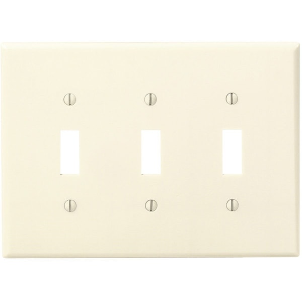 Leviton 3-Gang Smooth Plastic Mid-Way Toggle Switch Wall Plate, Ivory - 001-80511-00I