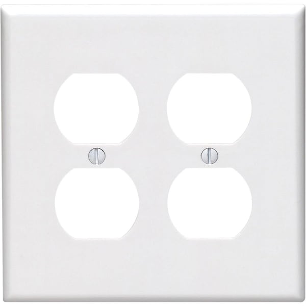 Leviton Mid-Way 2-Gang Smooth Plastic Outlet Wall Plate, White - 002-80516-00W