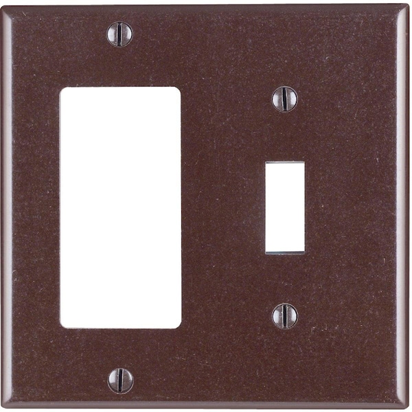 Leviton Decora 2-Gang Thermoset Single Toggle/Rocker Wall Plate, Brown - 002-80405-000