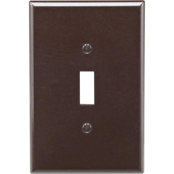 Leviton 1-Gang Plastic Oversized Toggle Switch Wall Plate, Brown - 001-85101