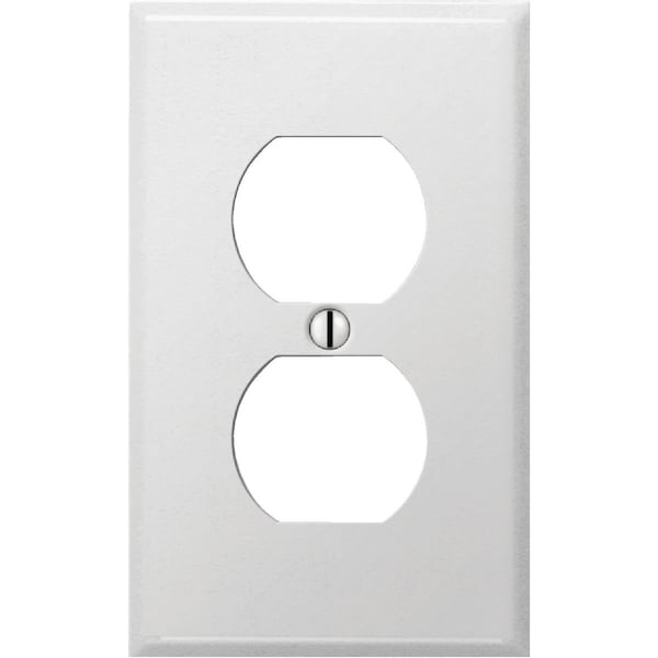 Amerelle PRO 1-Gang Stamped Steel Outlet Wall Plate, Smooth White - C981DW