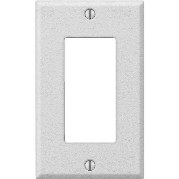 Amerelle PRO 1-Gang Stamped Steel Rocker Decorator Wall Plate, White Wrinkle - C982RW