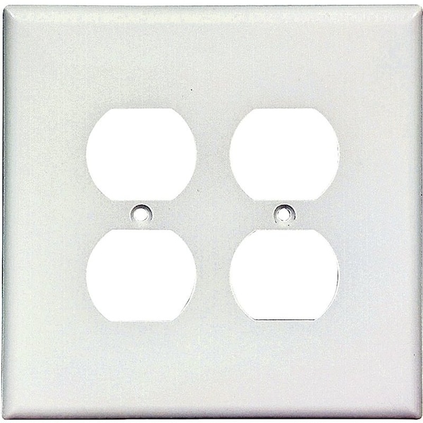 Eaton Wiring Devices Receptacle Wallplate, 5-1/4 in L, 5-5/16 in W, 2 -Gang, Thermoset, White - 2750W-BOX