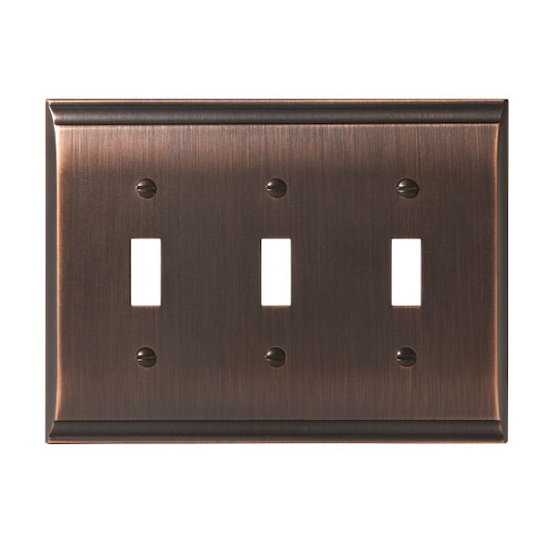 Amerock Candler 3 Toggle Wall Plates, Number of Gangs: 3 Zinc, Oil Rubbed Bronze Finish - BP36502ORB