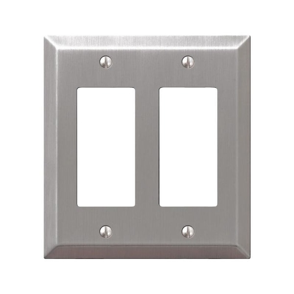 Amertac Century Wallplate, 41516 in L, 4916 in W, 2 Gang, Steel, Brushed Nickel - 163RRBN