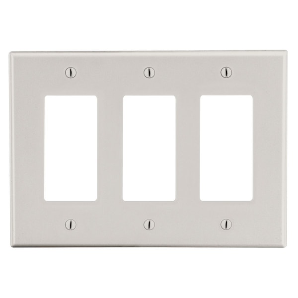 Hubbell Wiring Device-Kellems Wallplate, Mid-Size 3-Gang, 3) Decorator, Light Almond - PJ263LA
