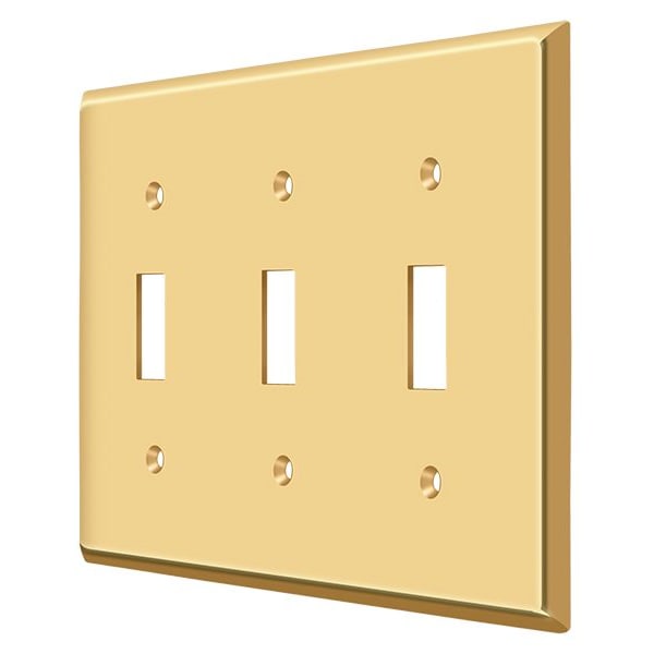 Deltana Triple Standard Switch Plate, Number of Gangs: 3 Solid Brass, PVD Polished Brass Finish - SWP4763CR003