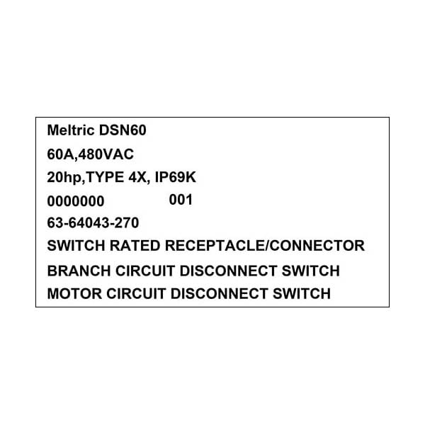 Meltric 63-64043-270 RECEPTACLE AUXILIARY SWITCH - 63-64043-270