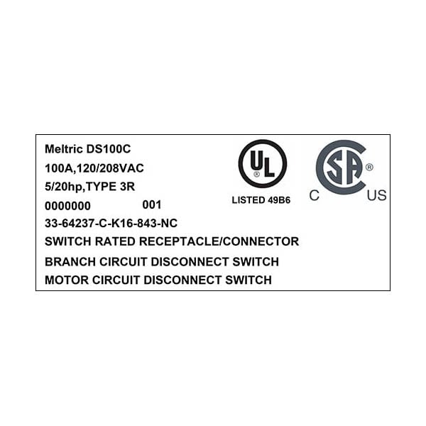 Meltric 33-64237-C-K16-843-NC RECEPTACLE PADLOCK PAWL NORMALLY CLOSED LID - 33-64237-C-K16-843-NC