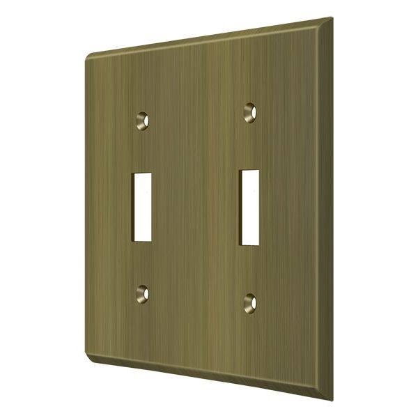 Deltana Double Standard Switch Plate, Number of Gangs: 2 Solid Brass, Antique Brass Finish - SWP4761U5
