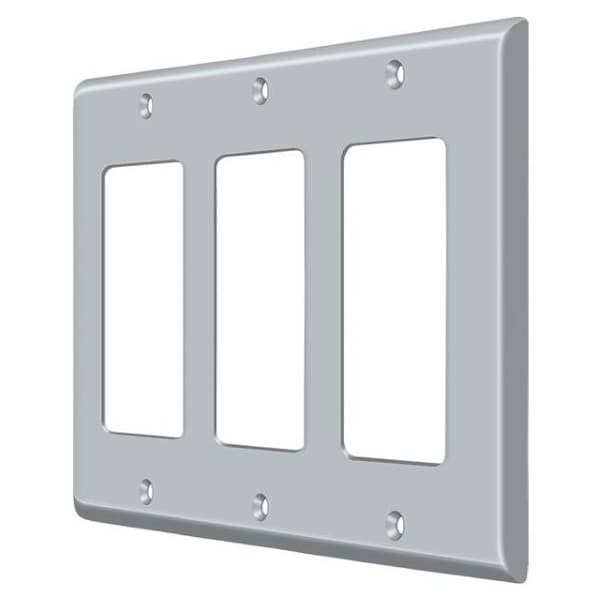 Deltana Triple Rocker Switch Plate, Number of Gangs: 3 Solid Brass, Brushed Chrome Finish - SWP4740U26D