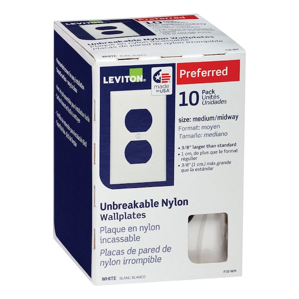 Leviton DPLX OUTLT MID WHT1G10PK - PJ8-WM