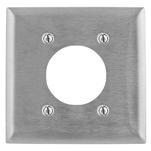 Hubbell Wiring Device-Kellems Wallplates and Boxes, Metallic Plates, 2- Gang, 1) 2.15" Opening, 4 Bolt Mount, 430 Stainless Steel - SS703L