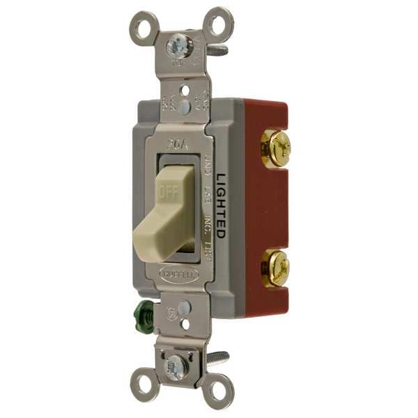 Hubbell Wall Swtch, 1-Pol, 120/277V, 20A, Ivry, Toggl - HBL1221IL
