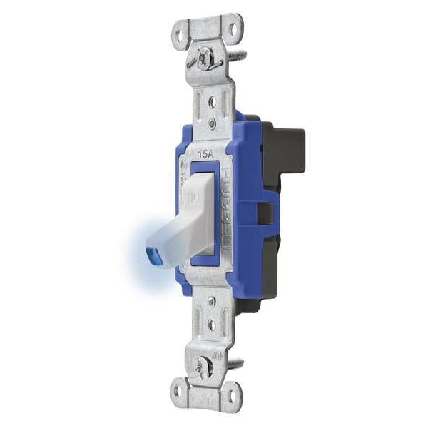 Hubbell Illuminated Wall Switch, 3-Way, 15A, Wht - SNAP1203ILWNA