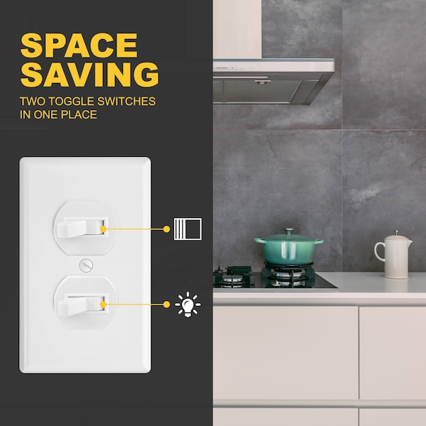Faith White Double Light Switch 2 Single-Pole Wall Light Switches 15-Amp Duplex Toggle Switch, 2PK - SSK5-WH-02